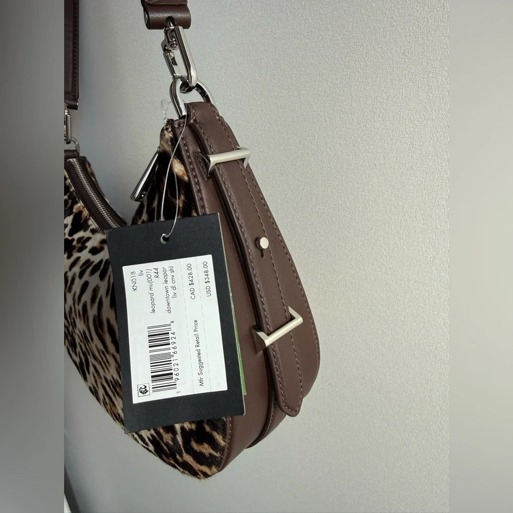 NWT Kate spade Liv Downtown Haircalf Shoulder & Crossbody hobo Bag Leopard KN018